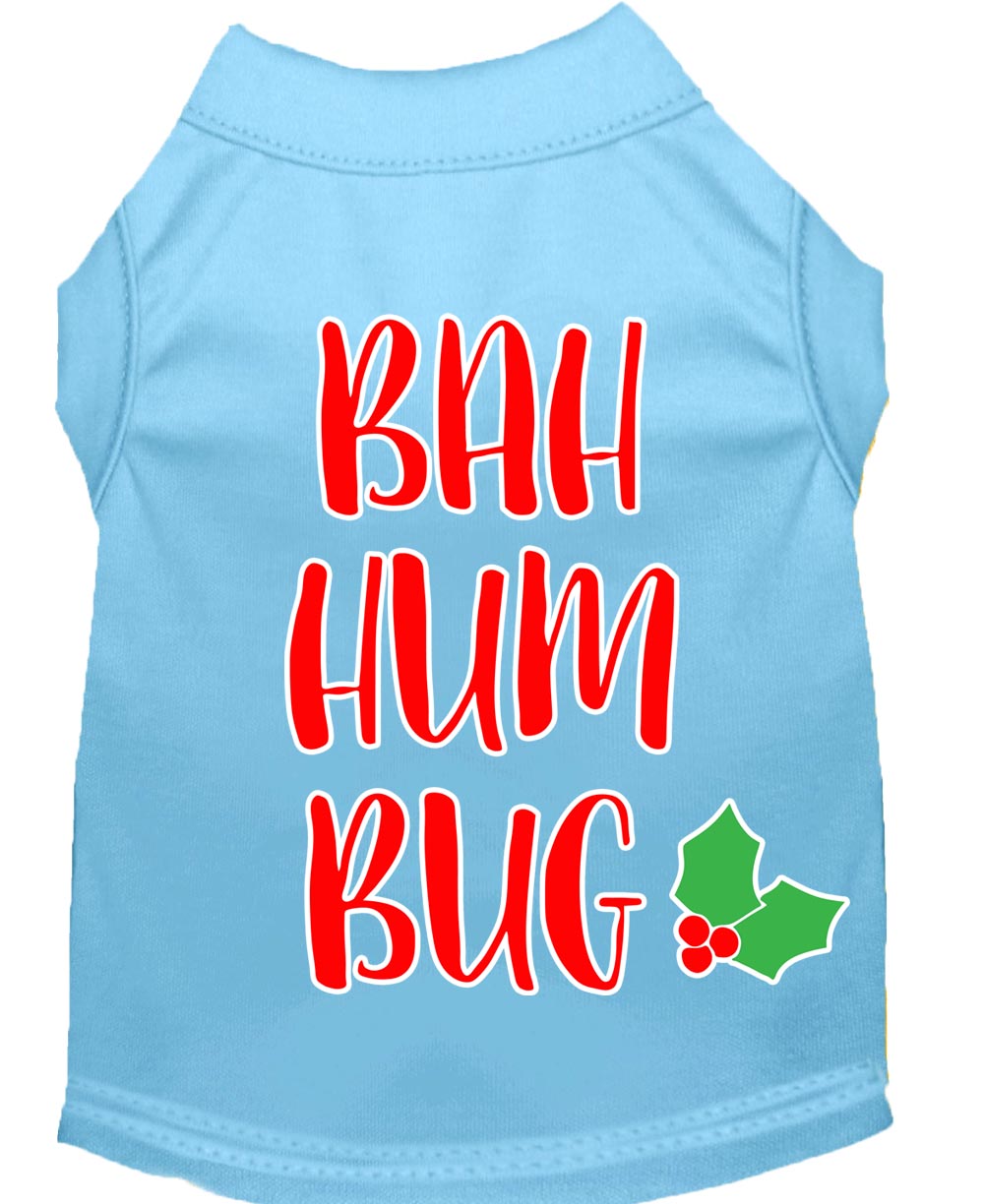 Bah Humbug Screen Print Dog Shirt Baby Blue XL